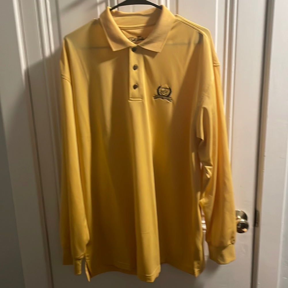 Yellow XL L/S Golf polo - embroidered crest